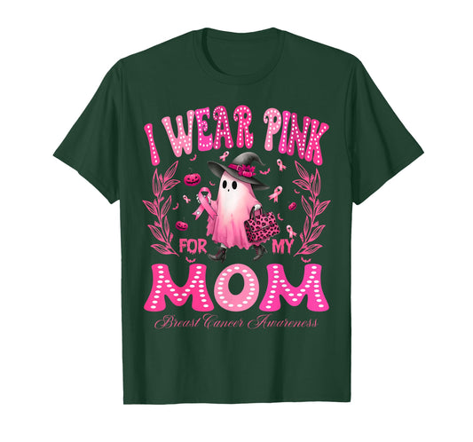 I Wear Pink For My Mom Breast Cancer Boo Halloween T-Shirt