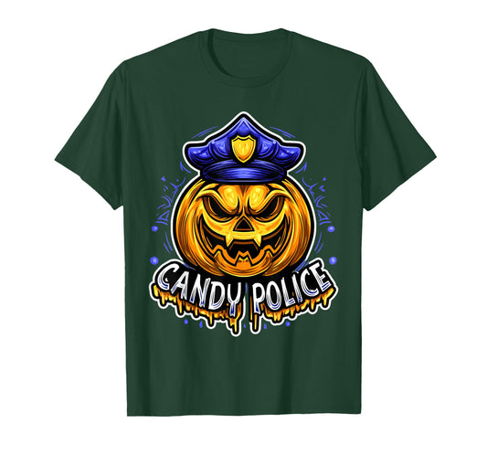 Candy Police Halloween Shirts Pumpkin Security Costume T-Shirt