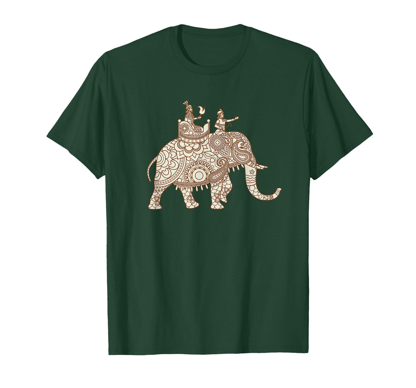 Indian Elephant Art Style Elephant Rider Paisley T-Shirt