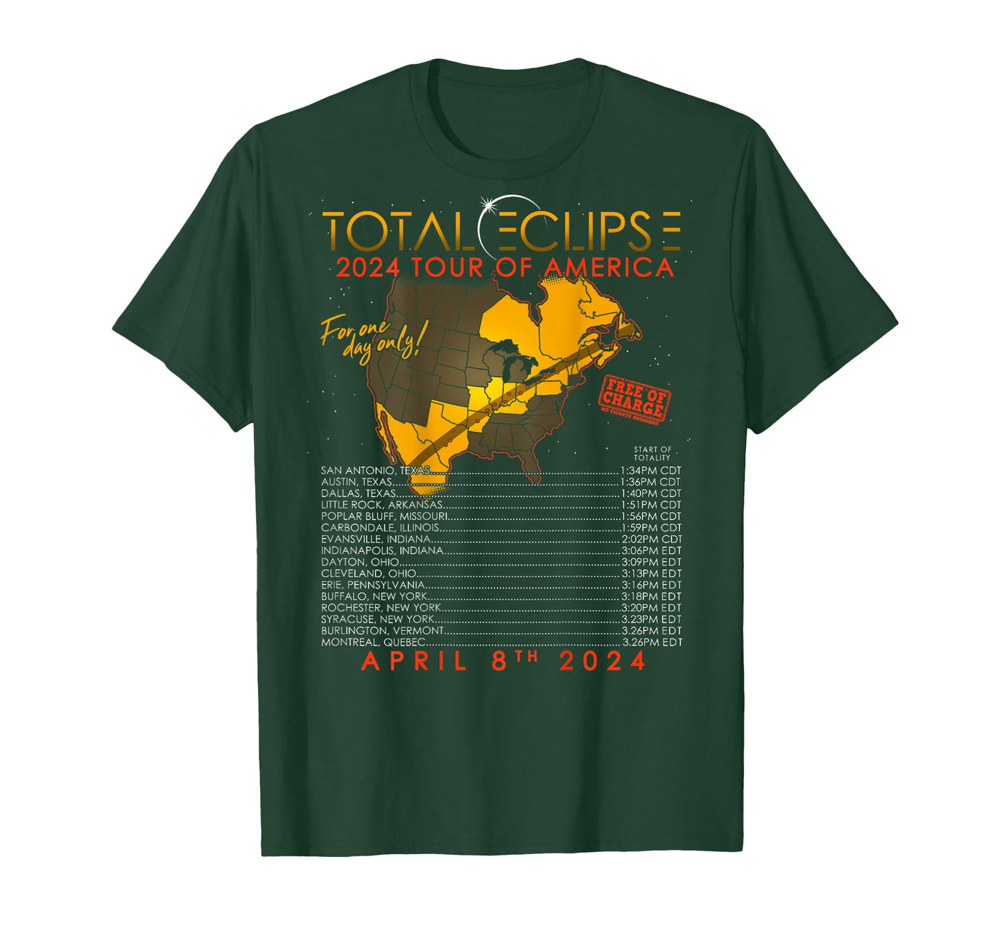 Total Solar Eclipse 2024 Tour of America 04.08.24 T-Shirt