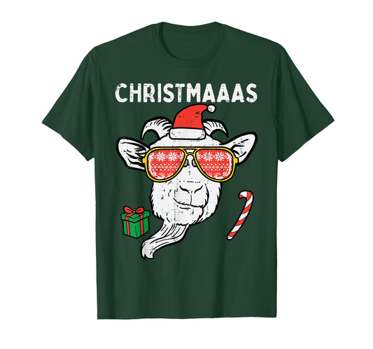Christmas Goat Santa Xmas Farm Animal Farmer Men Women Kids T-Shirt
