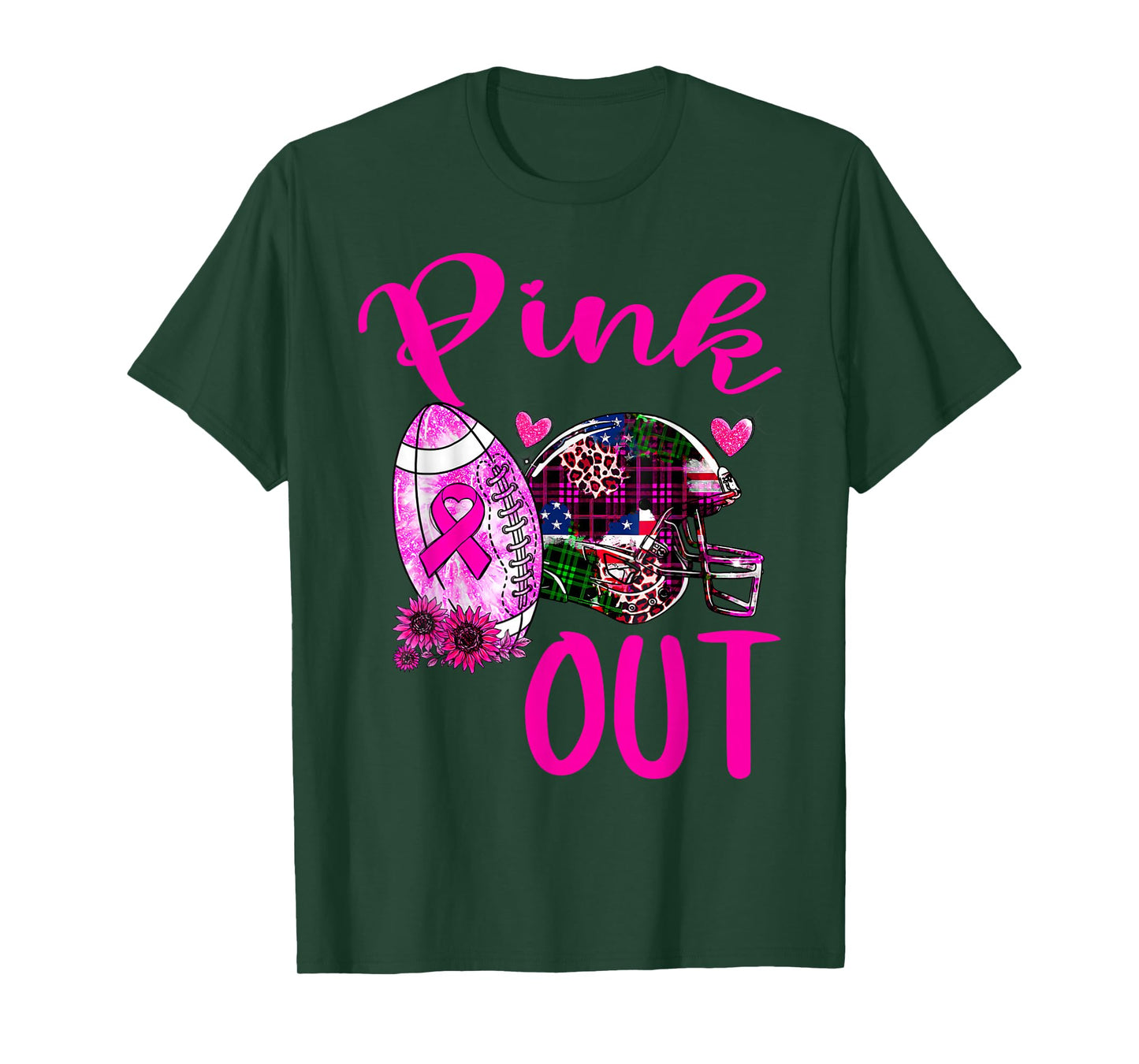 Pink Out Breast Cancer Awareness Bleached Football Mom Girls T-Shirt