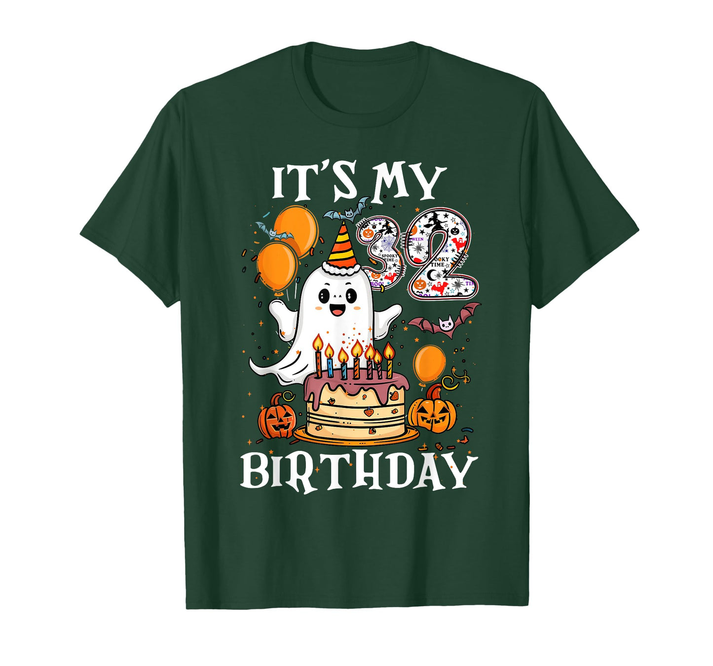 Boo It's My 32nd Birthday Halloween Ghost 32 Years Old B-day T-Shirt
