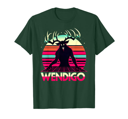 Wendigo Retro Cryptid Supernatural Folklore Monster Graphic T-Shirt