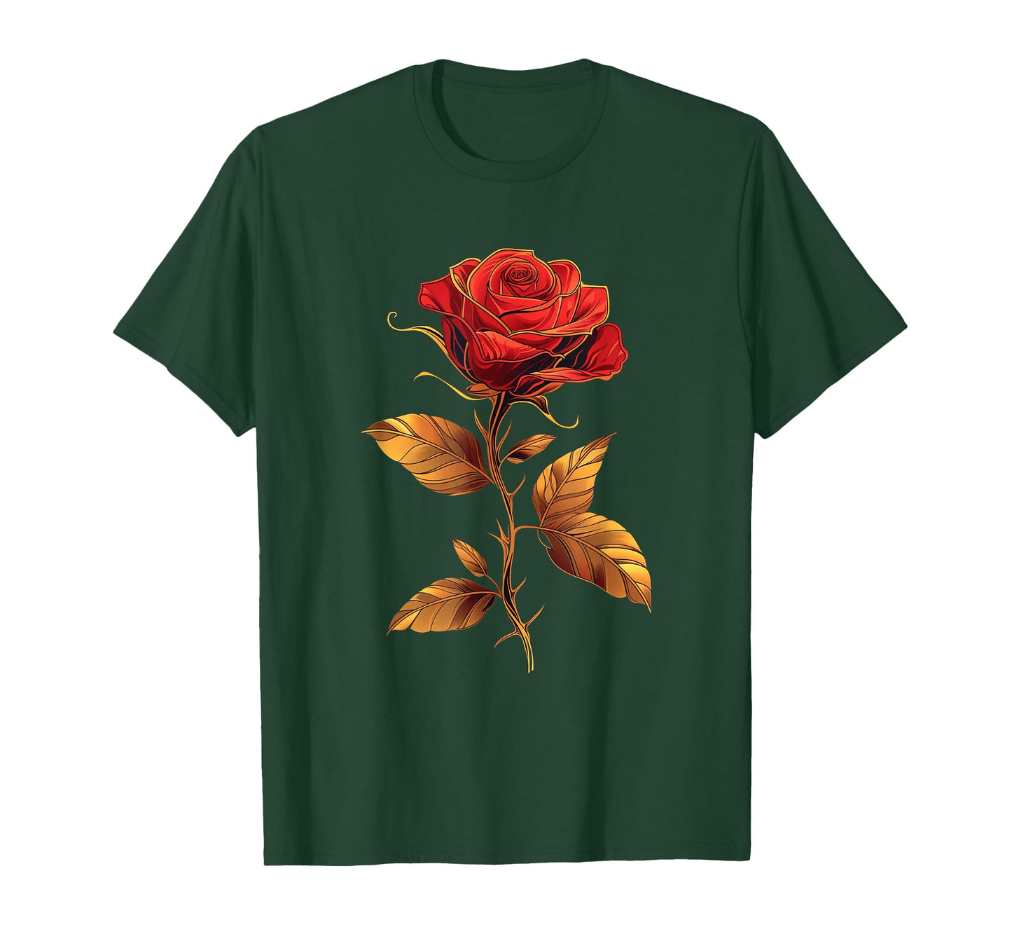 Deep Red Rose Black And Gold Graphic Tees Men Women T-Shirt