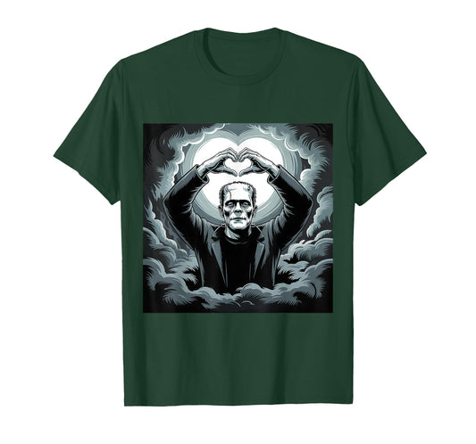 Cute Frankenstein Shirt Heart Hands Halloween T-Shirt