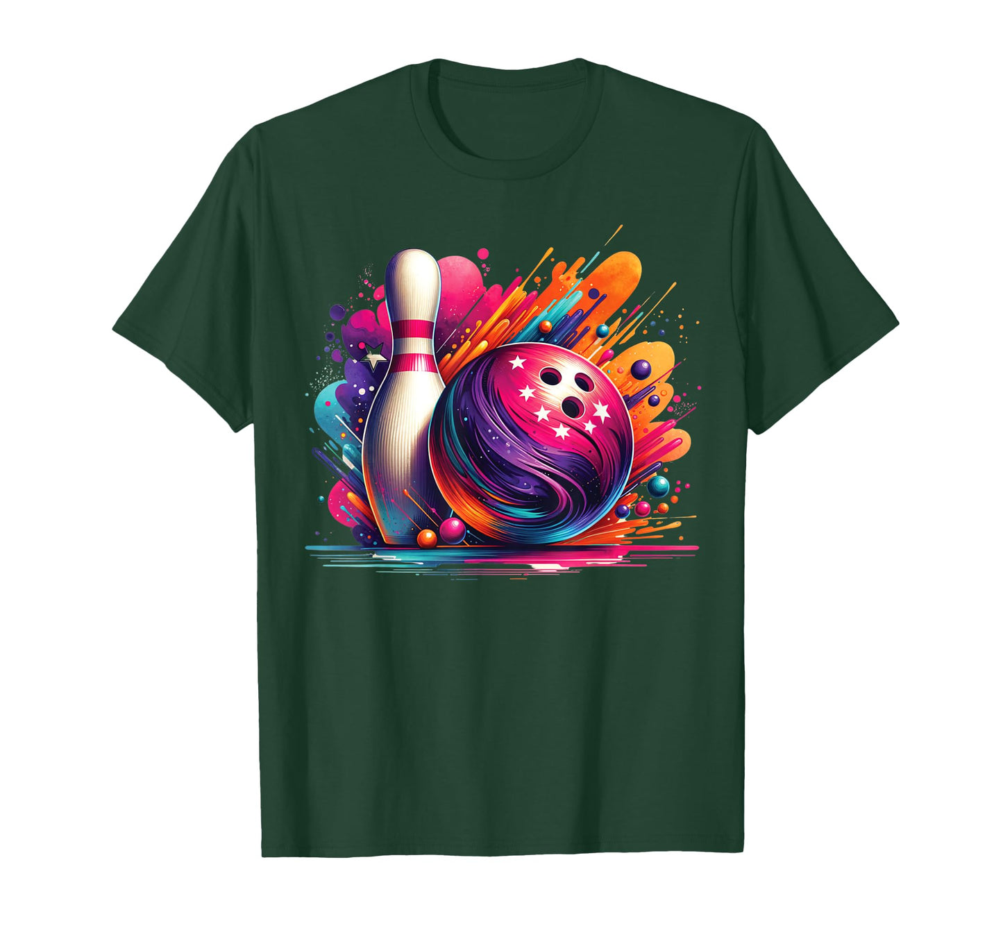 Colorful Bowling Game Day Cute Bowling Colorsplash Ball T-Shirt