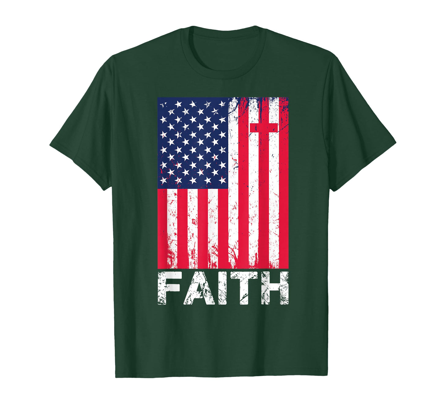 Patriotic Christian Faith Love Jesus American Flag Cross T-Shirt