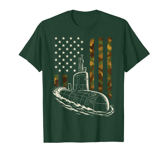 Submarine USA Flag Veteran 4th of July T-Shirt