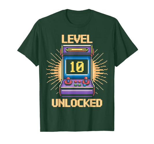 Level 10 Unlock Birthday Gamer 10 Year Old Video Game Arcade T-Shirt