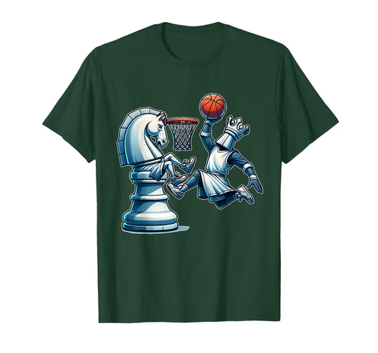 Elegant Chess Board King Basketball Game T-Shirt
