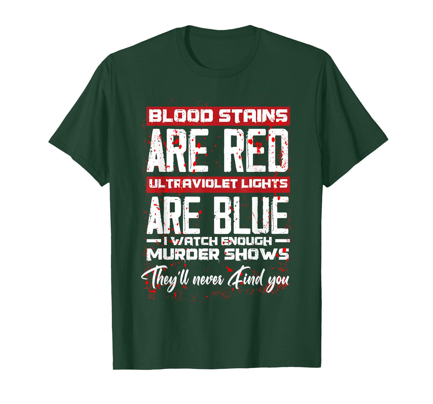 Blood Stains Are Red Ultraviolet Lights Are Blue Halloween T-Shirt