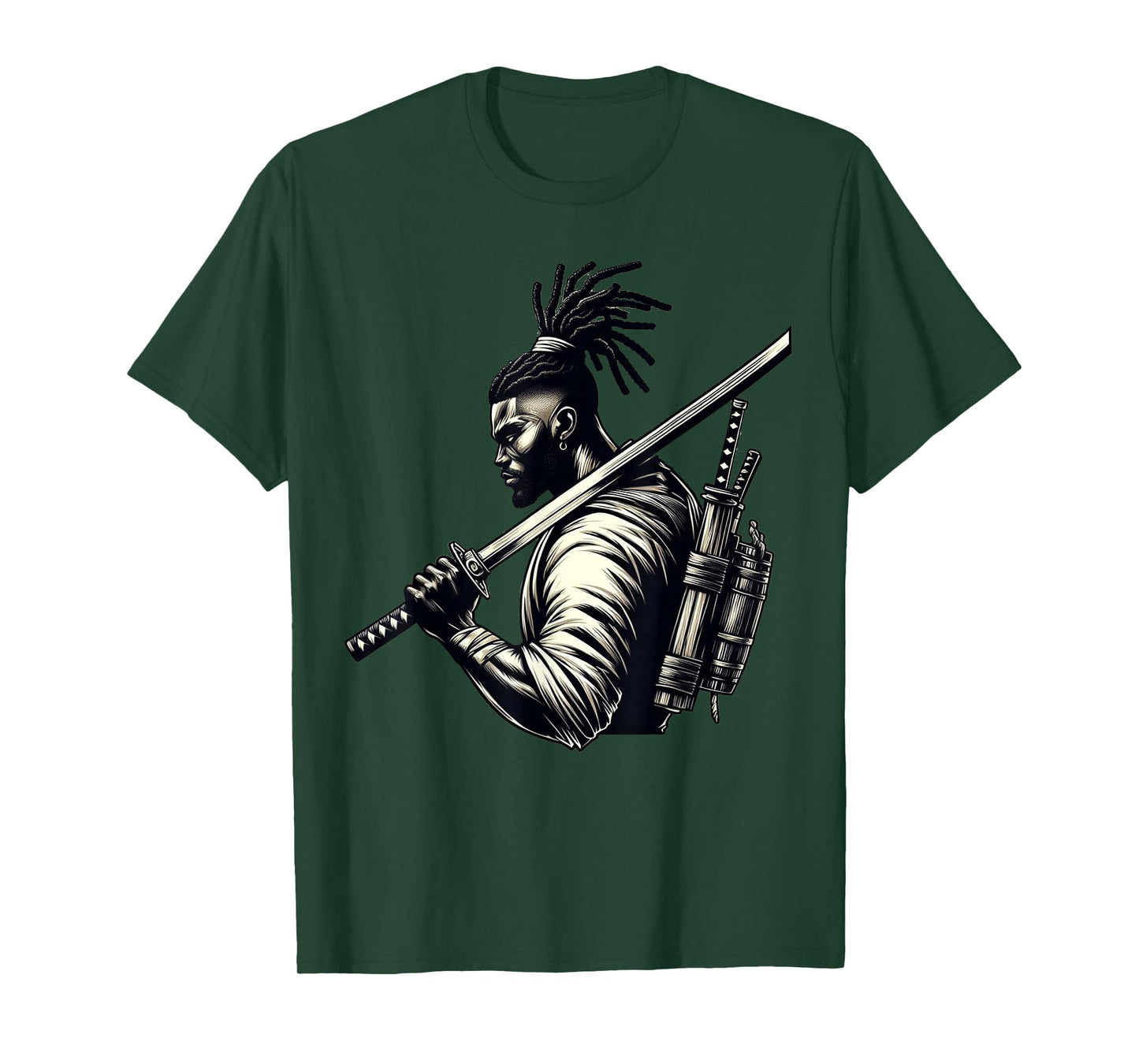 afro american samurai anime cartoon japanese bushido warrior T-Shirt