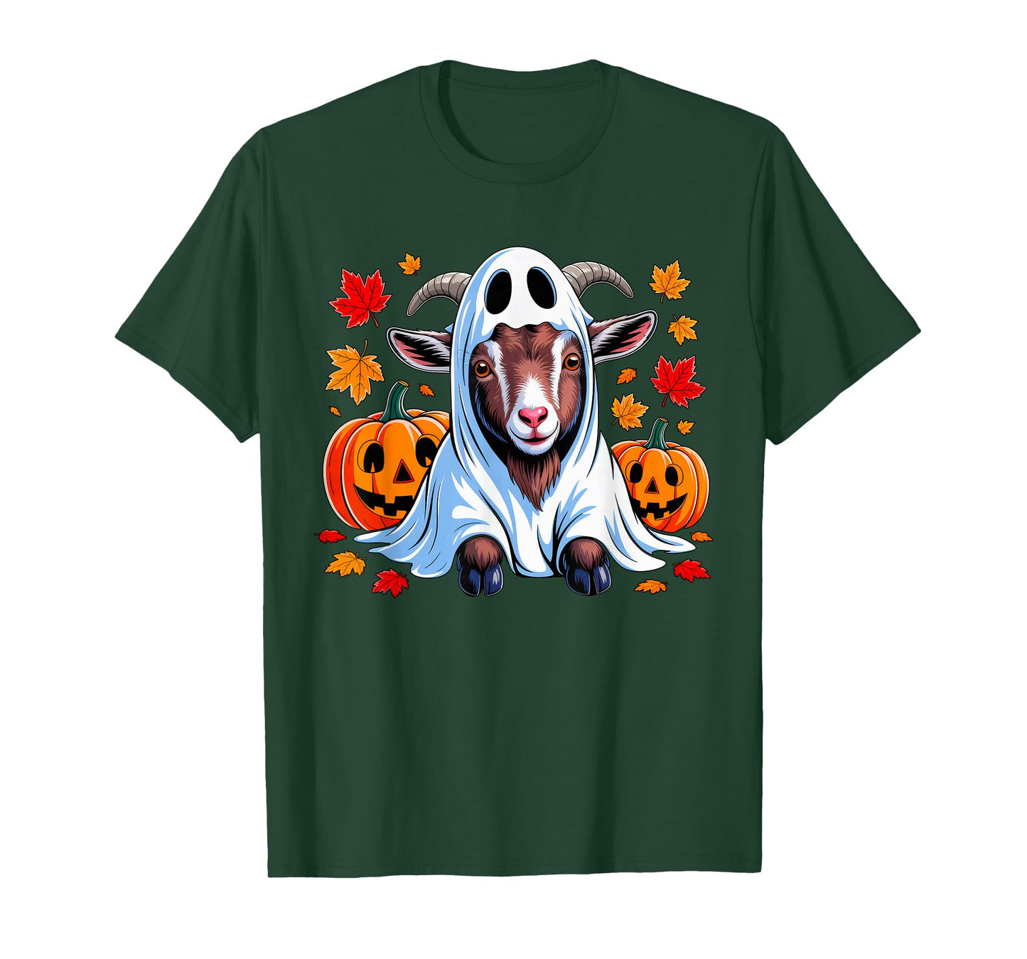 Funny Halloween Goat Ghost Spooky Pumpkin Fall Goat Lover T-Shirt