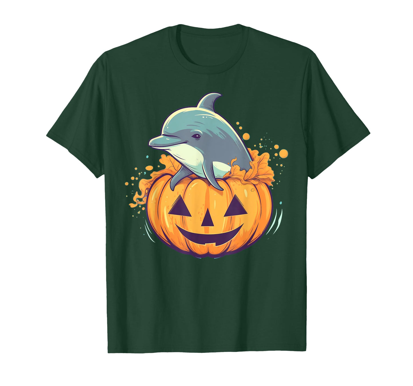 Pumpkin Dolphin costume on Dolphin Halloween T-Shirt