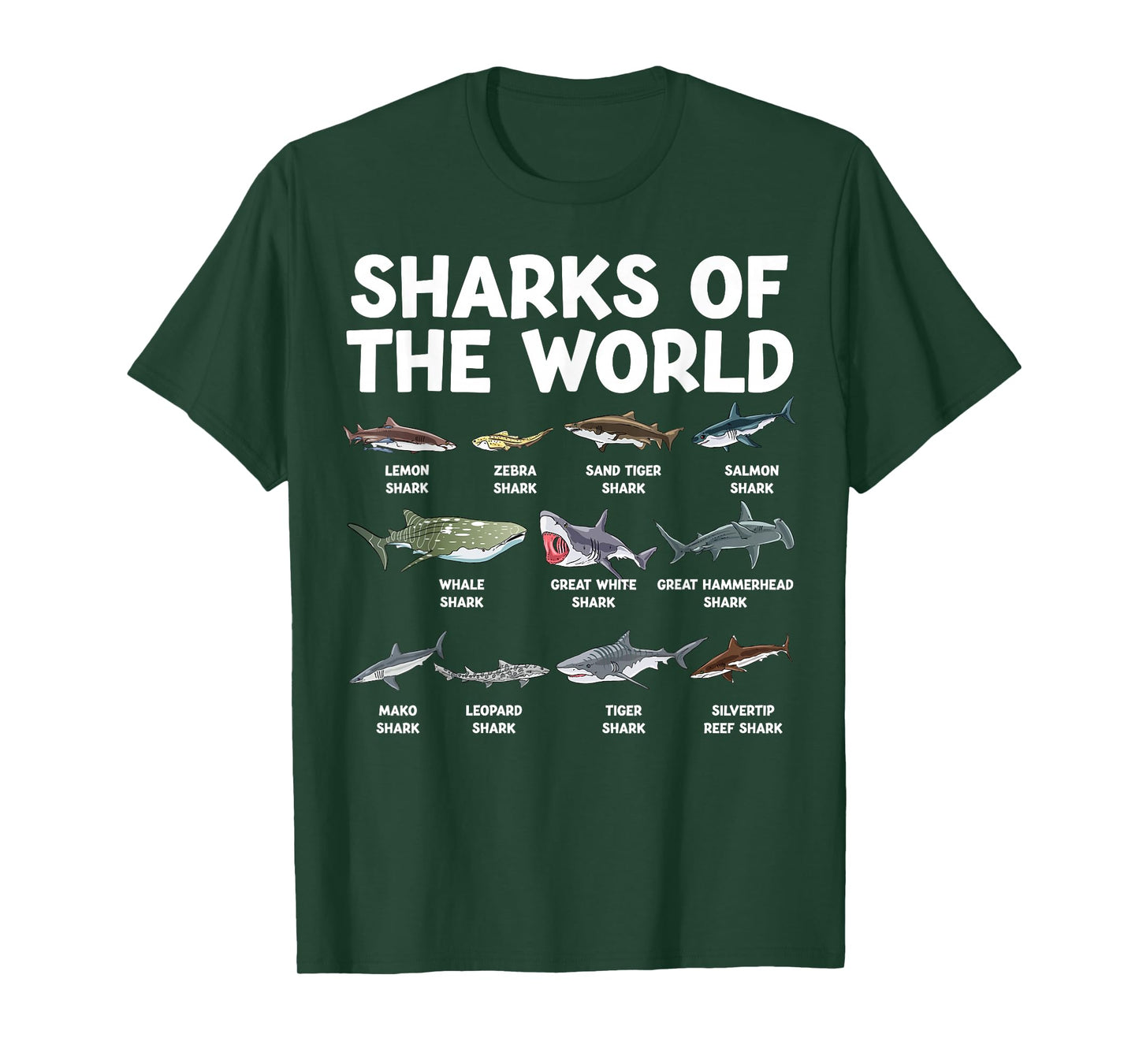 Sharks Of The World Kawaii Types Of Sharks Sea Animal Shark T-Shirt