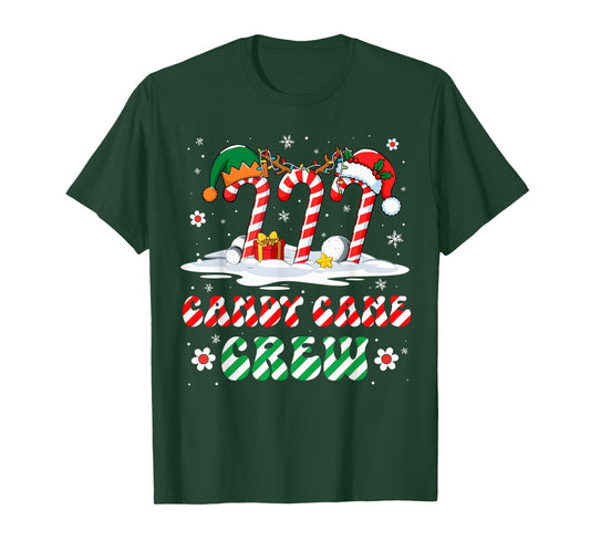 Candy Cane Crew Christmas Xmas Santa Mens Womens Kids Groovy T-Shirt