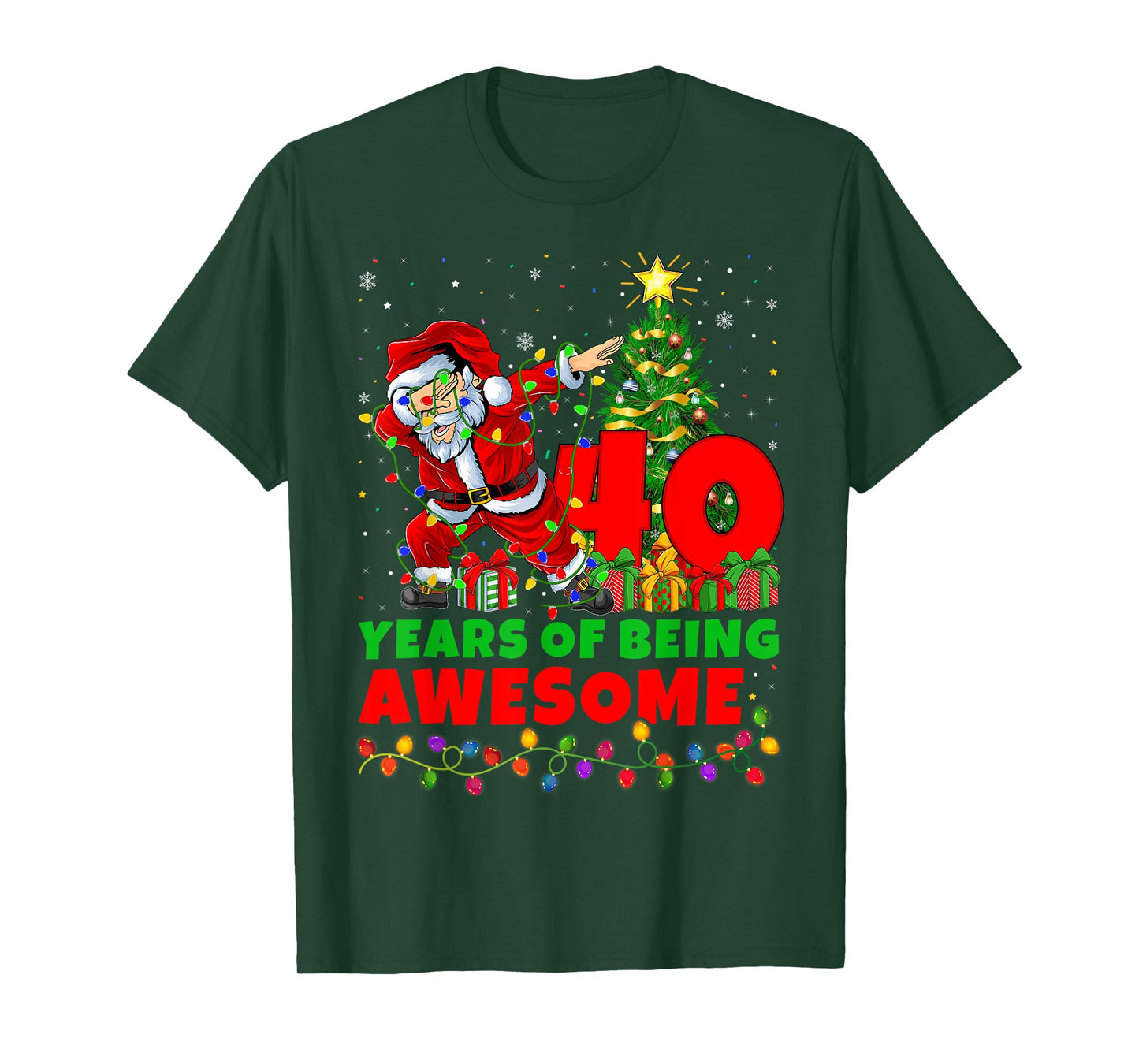 40 Years Of Being Awesome Santa 40th Birthday Christmas T-Shirt