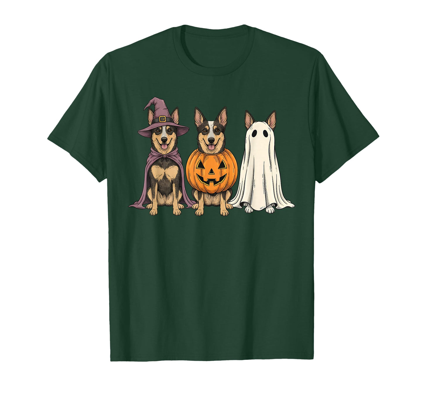 Spooky Ghost Australian Kelpie Pumpkin Halloween Dog Lover T-Shirt