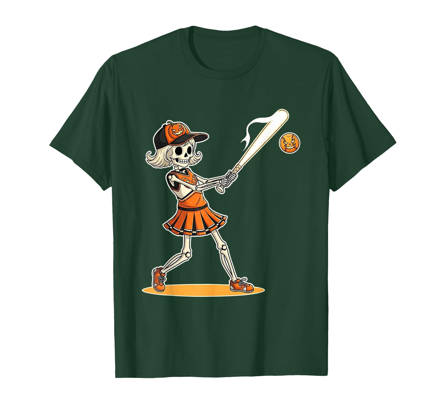 Spooky Softball Skeleton Halloween Sporty Costume Women T-Shirt