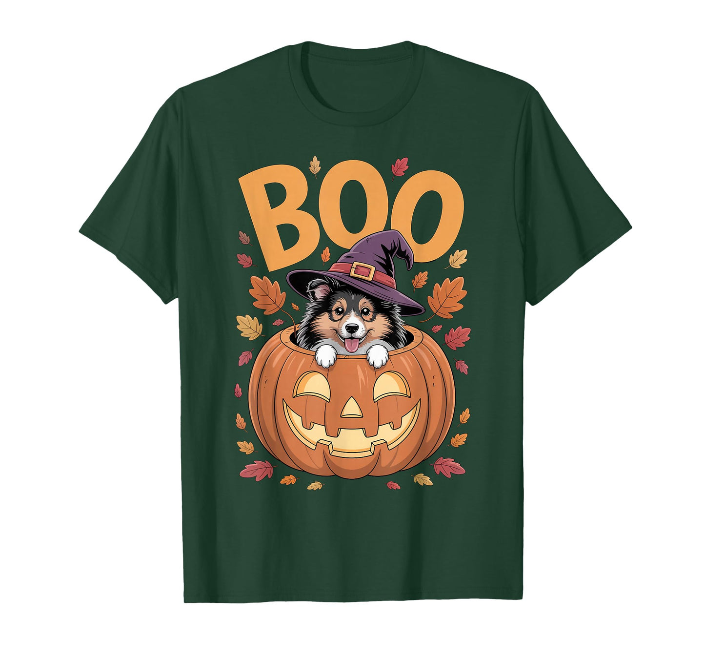 Sheltie Costume on Pumpkin Halloween Shetland Sheepdog T-Shirt