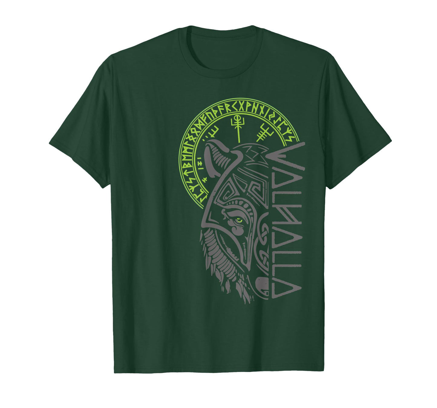 Valhalla Wolf Mask Odin Runes Norse Compass Viking T-Shirt