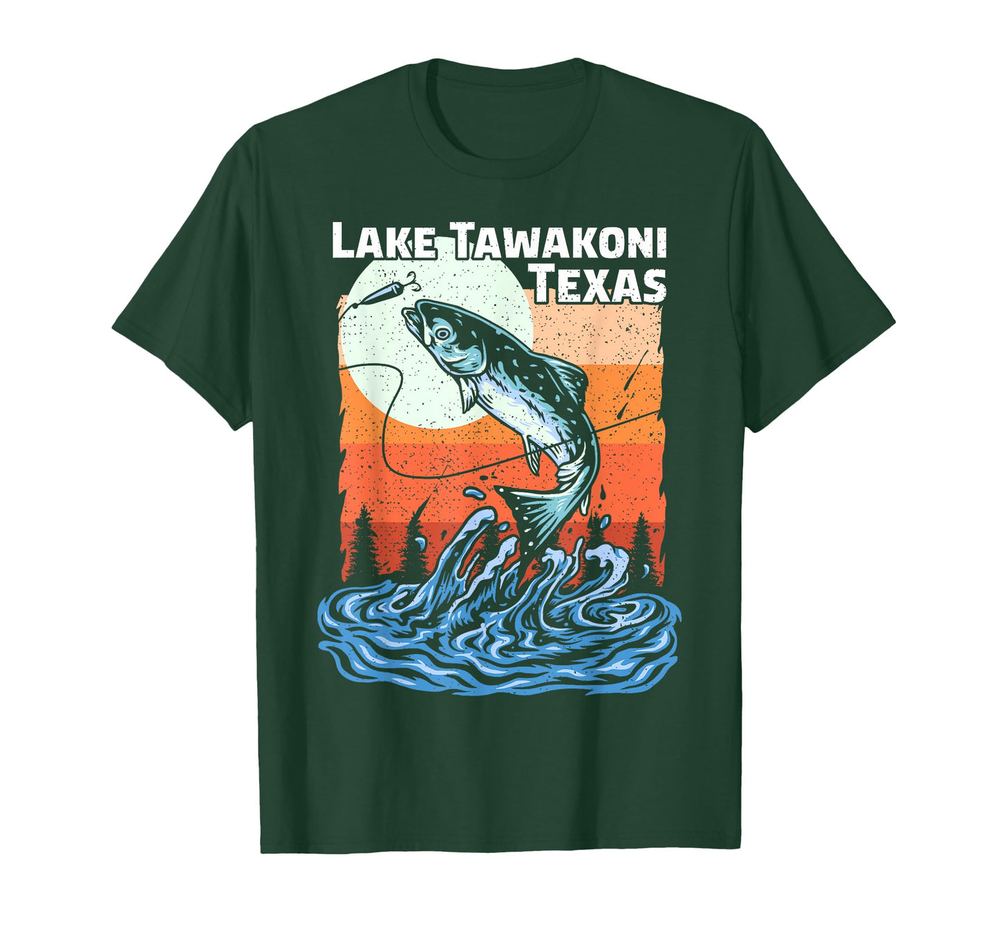 Summer Fishing Retro Sunset Texas Tawakoni Lake Men Women Kids T-Shirt