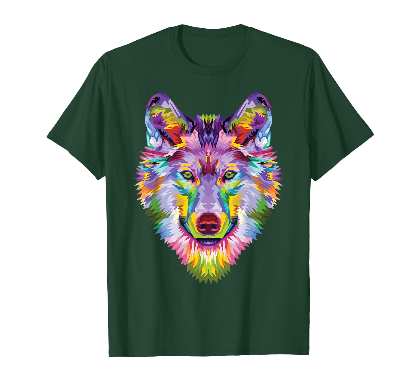 colorful wolf head art Face gifts for lover wolves wildlife T-Shirt