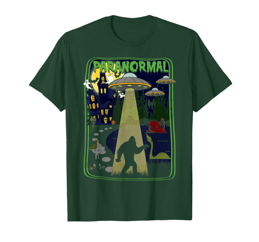 Paranormal Cryptid Poster Bigfoot UFOs Ghosts T-Shirt