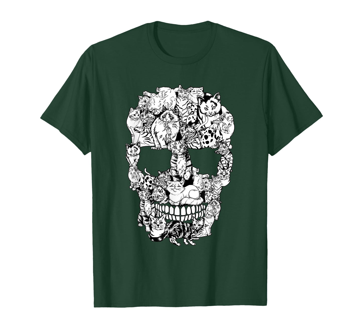 Funny Cat Skull Skeleton Halloween Costume Men Women Kids T-Shirt