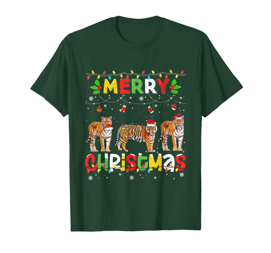 Merry Christmas Tiger Animals Squad Christmas Pajama T-Shirt