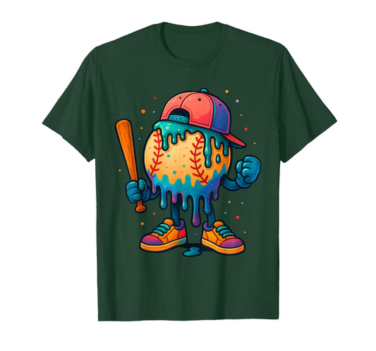 Baseball Drip Ice Cream Drip Sport Player Kids Youth Boys T-Shirt