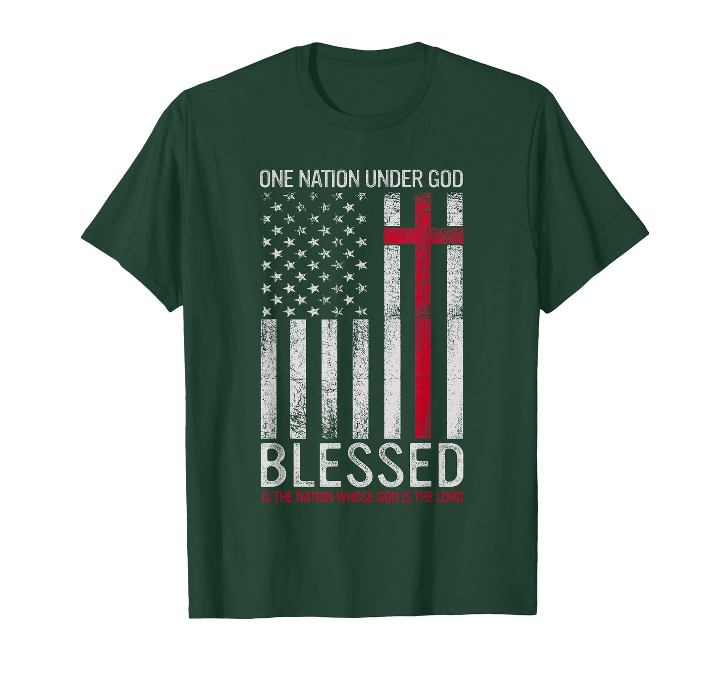 One Nation Under God Jesus Blessed American Flag 4th of July T-Shirt