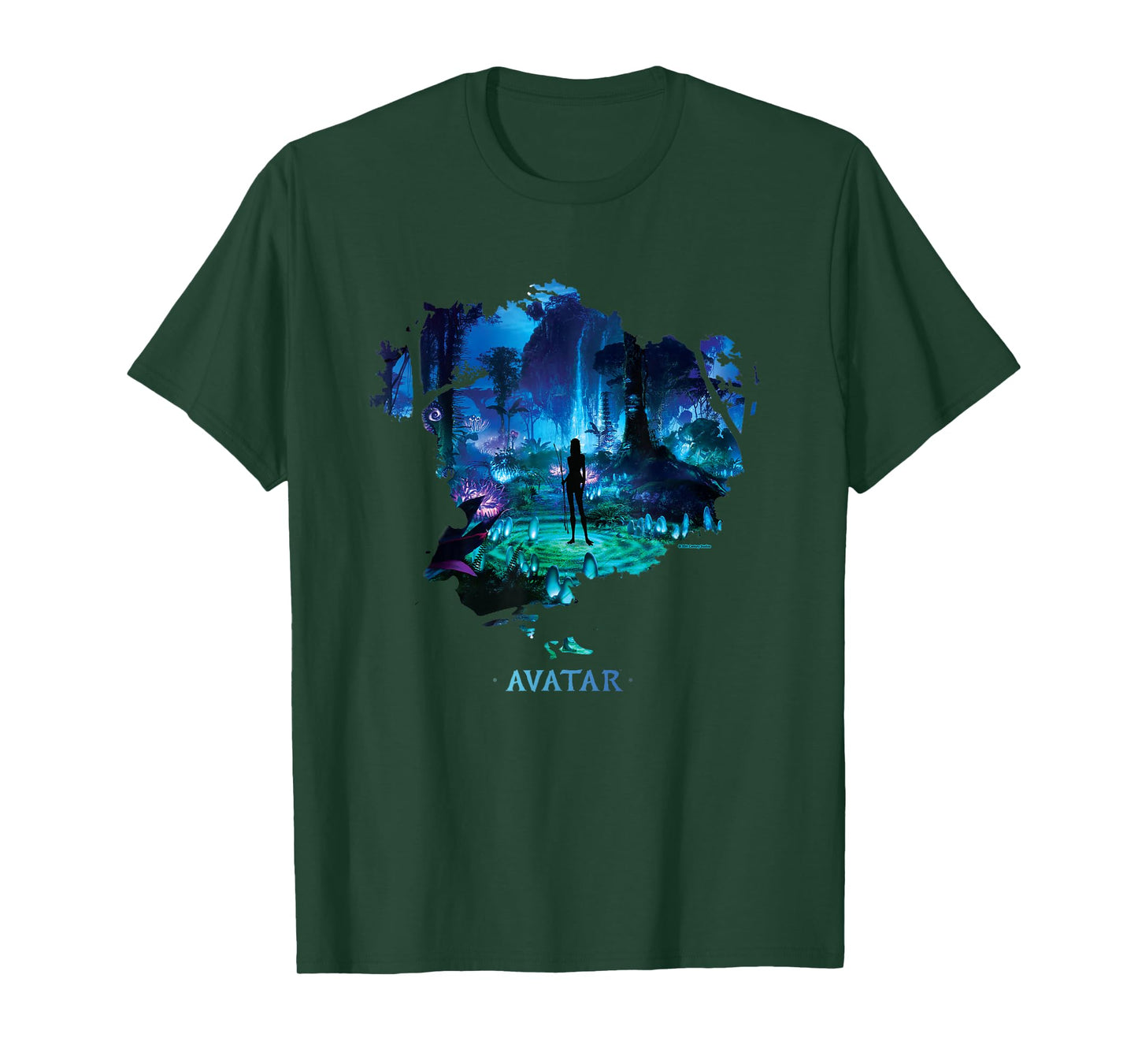 Avatar Na'vi in Pandora Jungle at Night with Logo T-Shirt