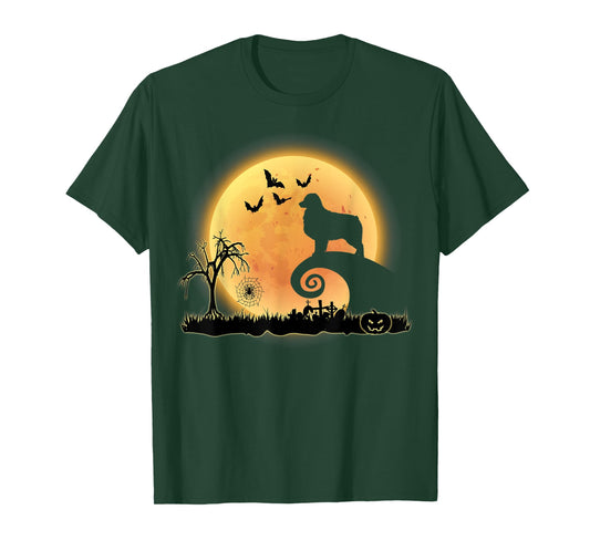 Australian Shepherd Dog And Moon Funny Halloween Costume Men Women Kids T-Shirt