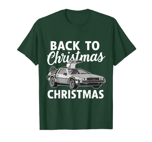 Back To Christmas Funny Time Travel Machine Car Doors Future T-Shirt