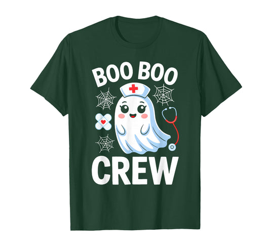 Boo Boo Crew Nurse Ghost Halloween Scrub Top Nursing Women T-Shirt
