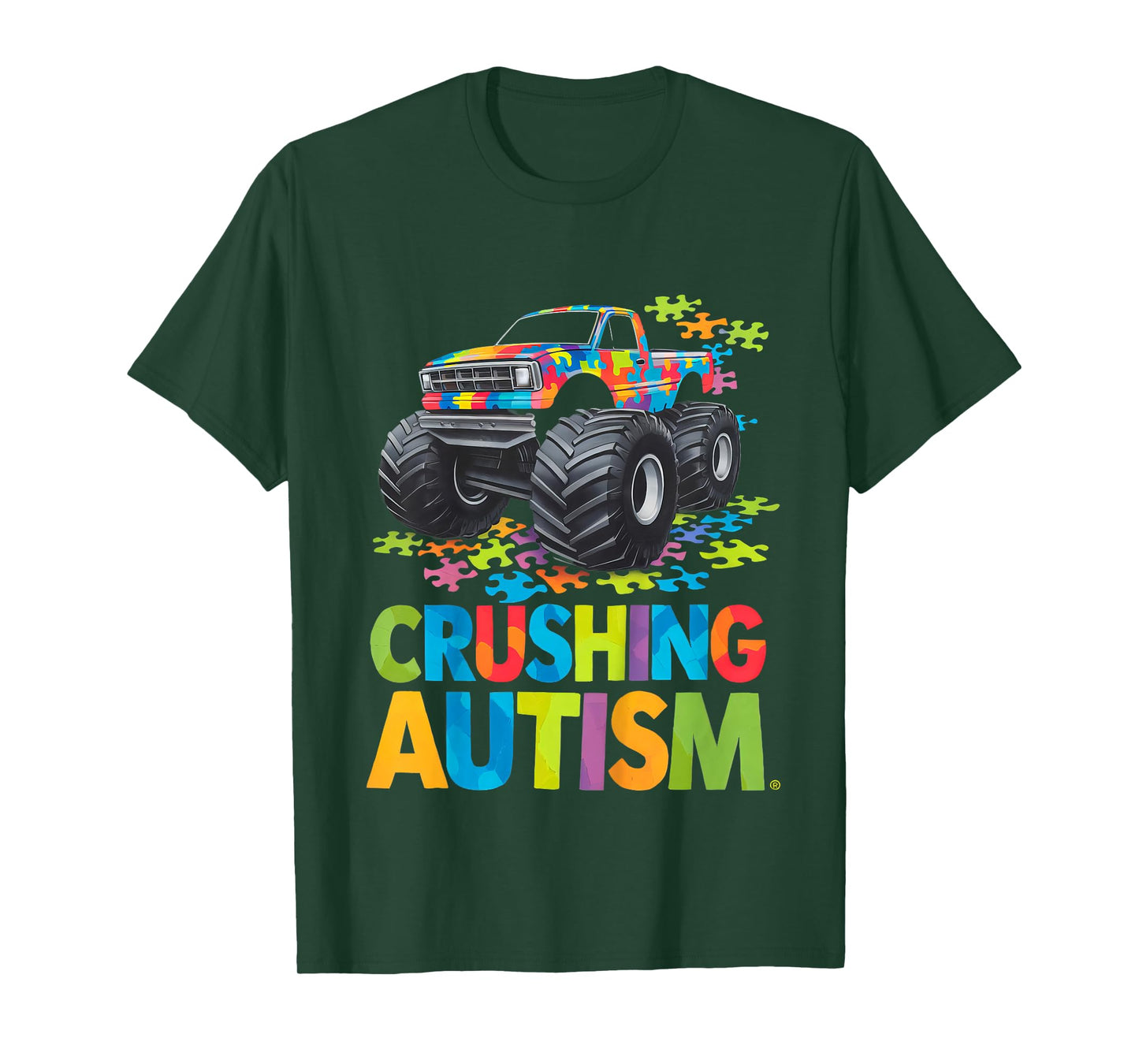 Kids Autism Awareness Monster Truck Crushing Austim Kids Toddlers T-Shirt