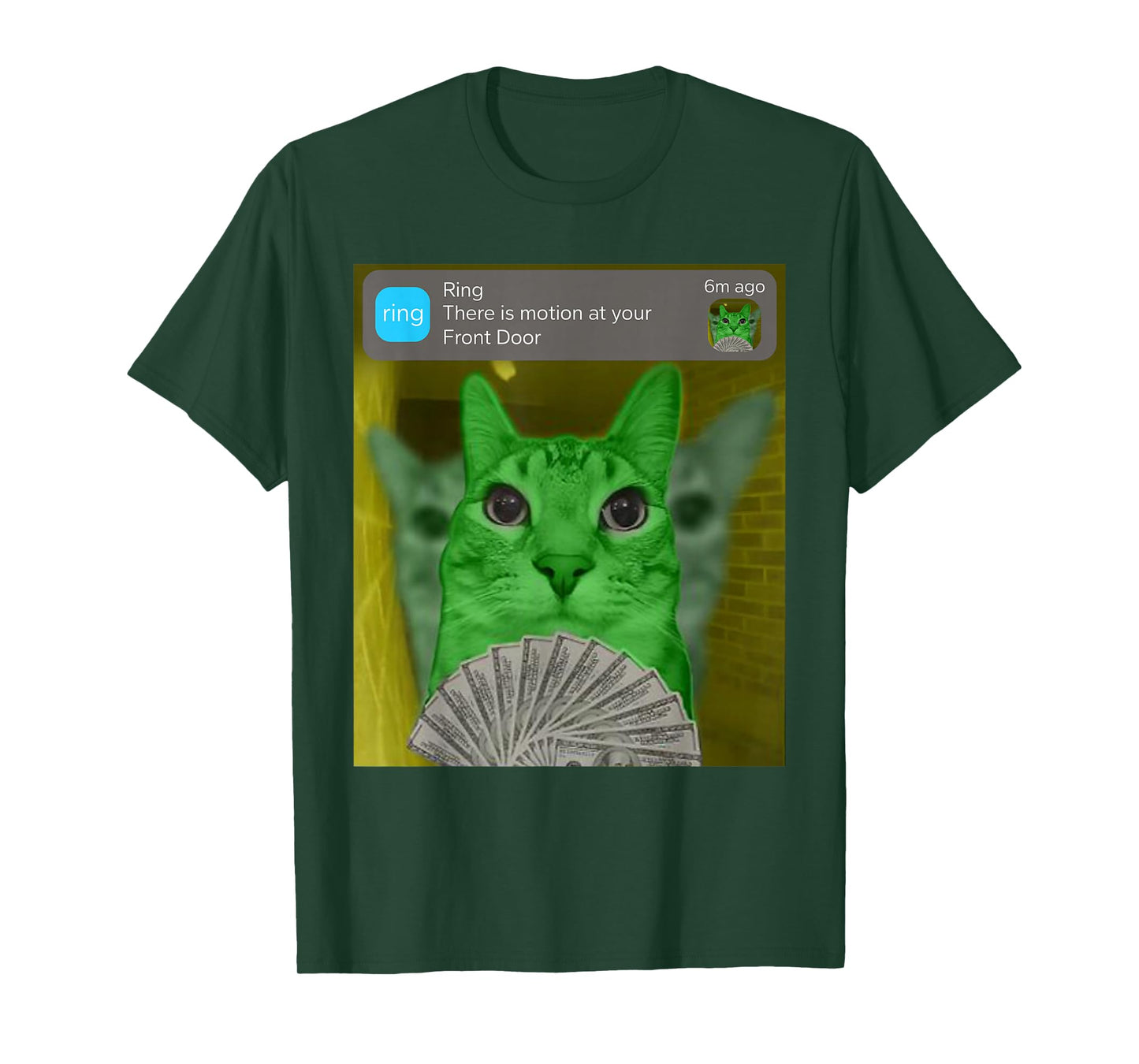 Ring There is Motion at Your Front Door Alien Cat Meme T-Shirt