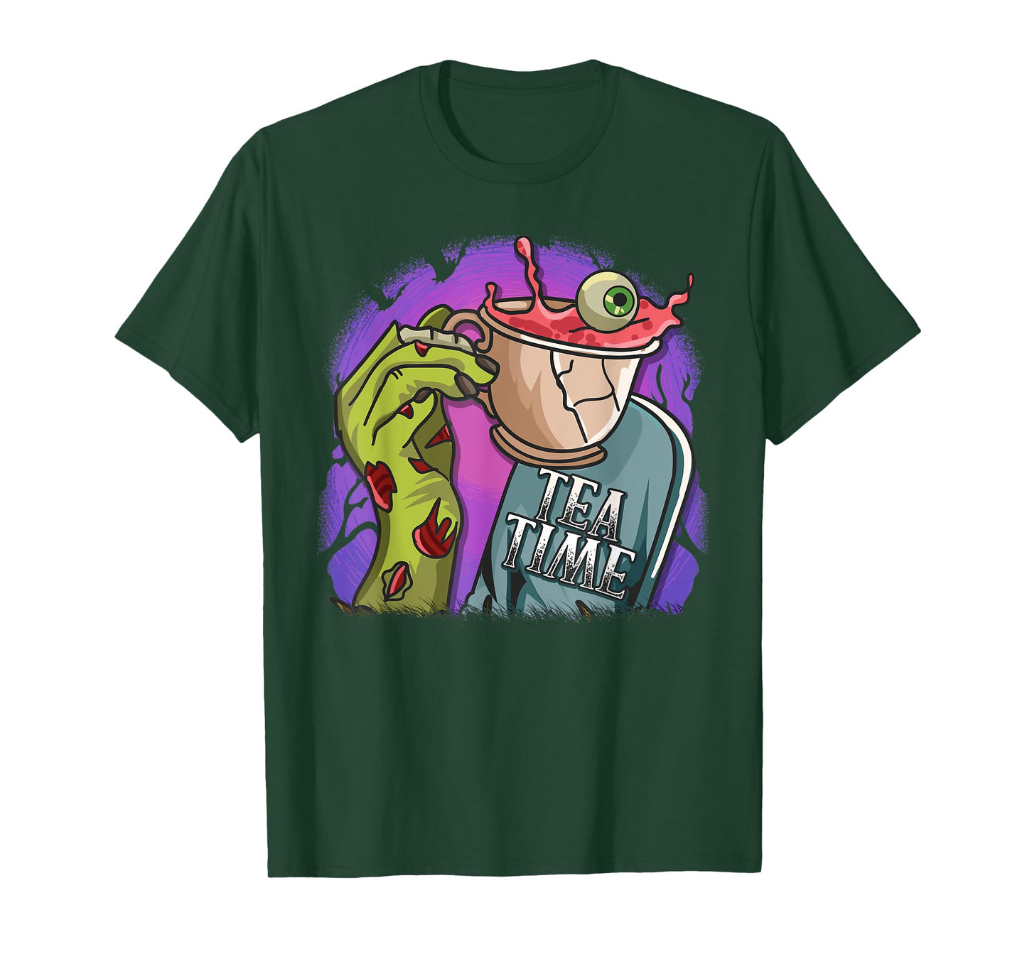 Funny Zombie Hand Tea Time Spooky Halloween Costume T-Shirt