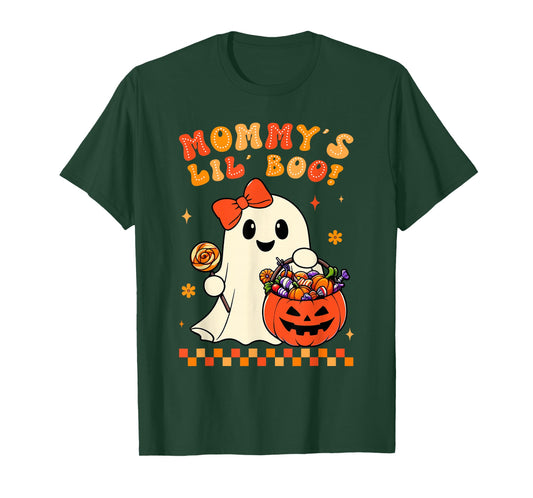 Groovy Halloween Ghost Mommys Lil Boo Girls Kids Toddler T-Shirt