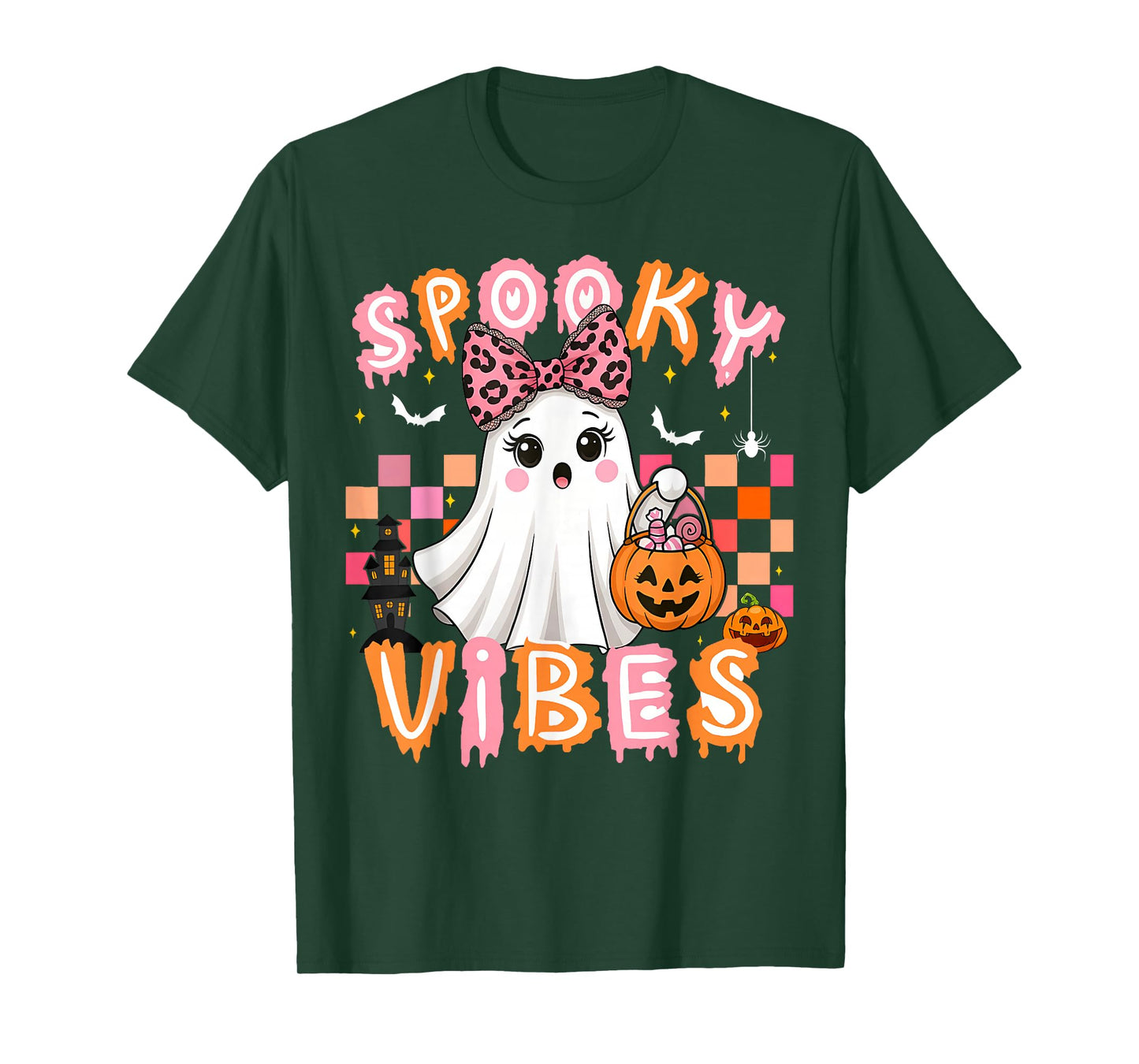 Spooky Vibes Cute Boo Ghost Halloween Costumes Girls T-Shirt