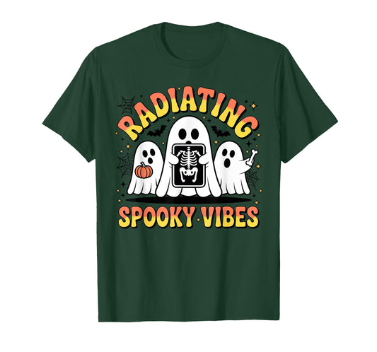 Ghosts Holding X-ray Radiating Spooky Vibes Halloween T-Shirt