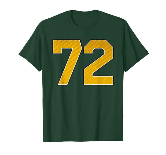 Gold Number 72 Athlete Sports Jersey Supporter Fanwear T-Shirt