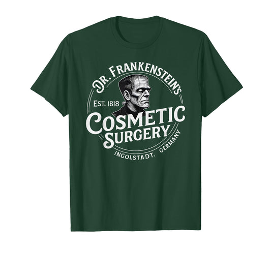 Dr. Frankenstein's Cosmetic Surgery Funny Halloween Monster T-Shirt