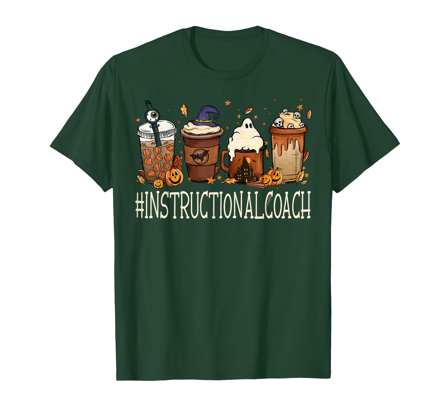 Instructional Coach Horror Coffee Halloween Pumpkin Autumn T-Shirt