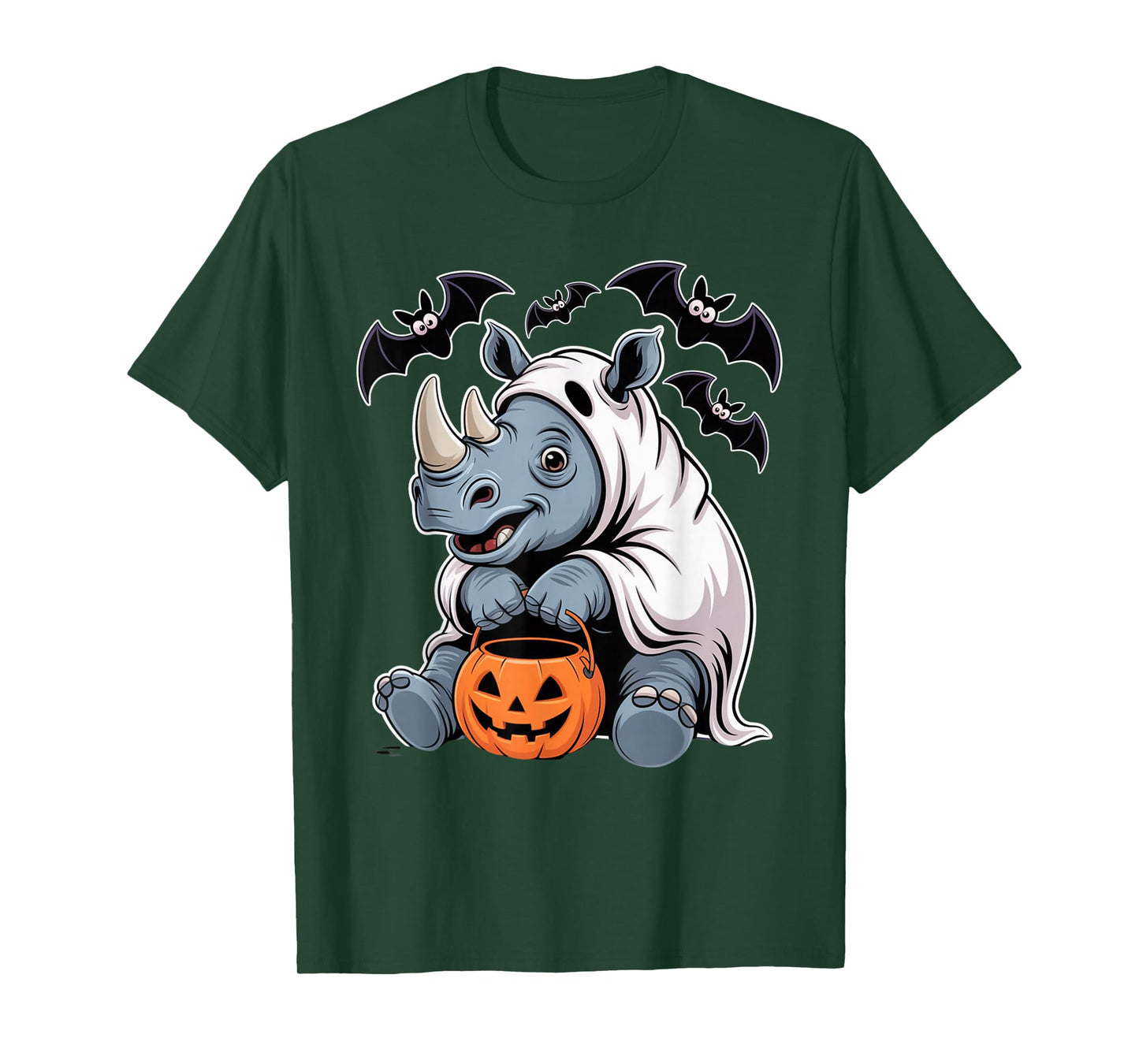 Rhino Ghost Trick or Treat Halloween Outfit with Bats T-Shirt