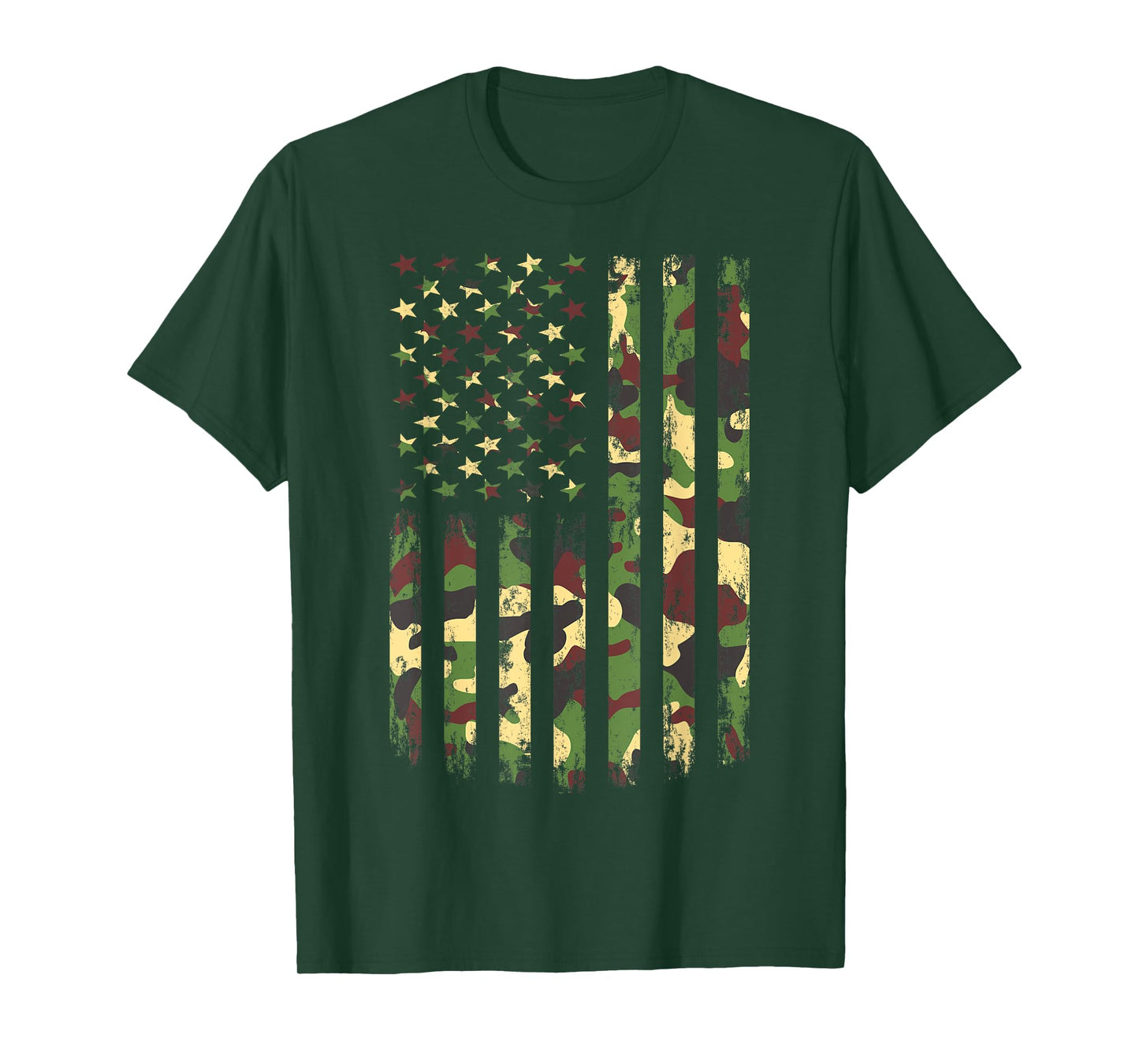 Military American Flag Camouflage Green Desert Tactical Camo T-Shirt