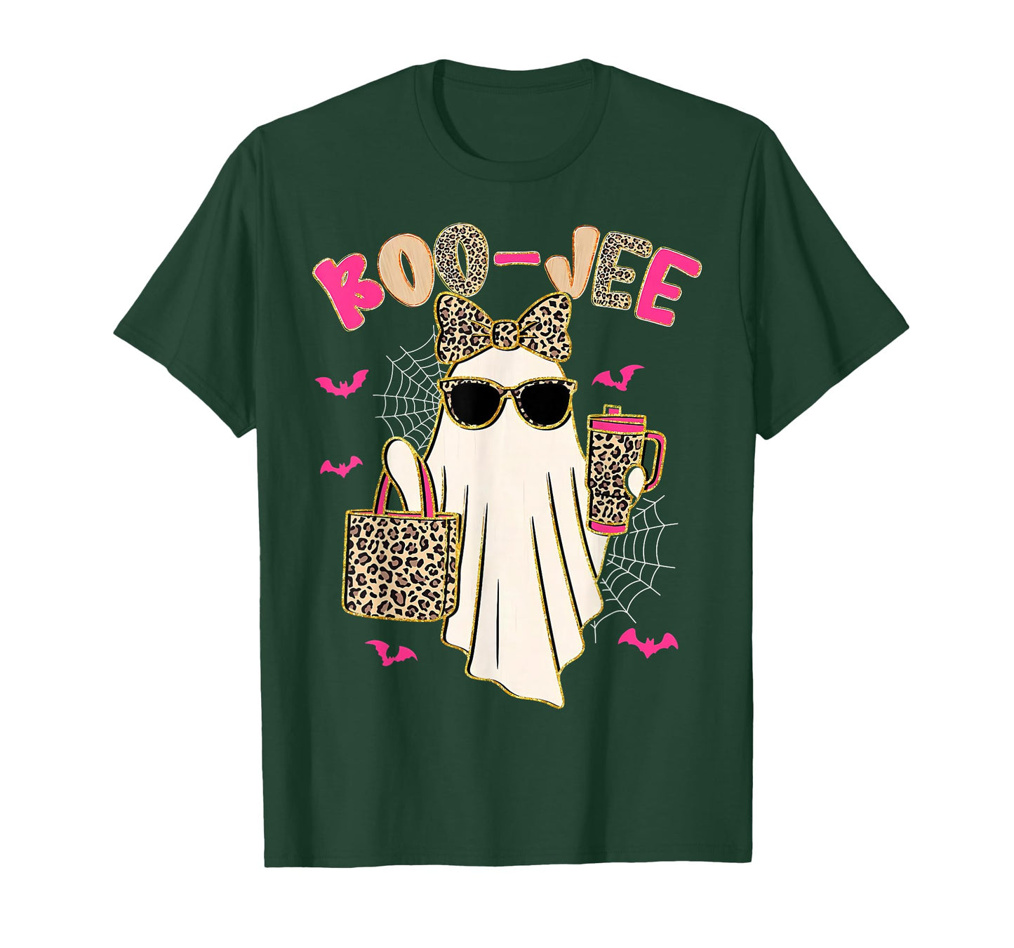 Coquette Leopard Ghost Coffee Boo JEE Halloween Boujee T-Shirt