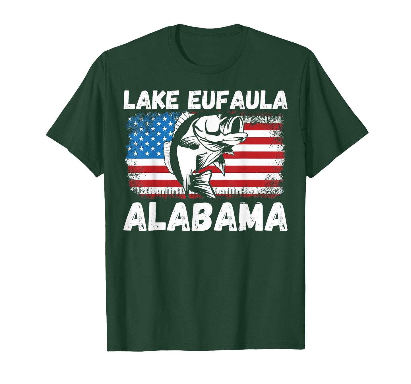 Lake Eufaula Alabama USA Patriotic Bass Fishing Fisherman T-Shirt